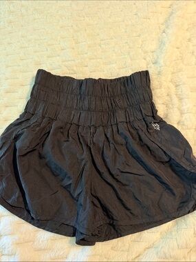 FP Movement Women’s Black High-Waist Smocked Shorts